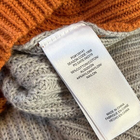 Splendid Colorblock Turtleneck Sweater Beige Orange Navy Cropped Knit Medium - Picture 5 of 6